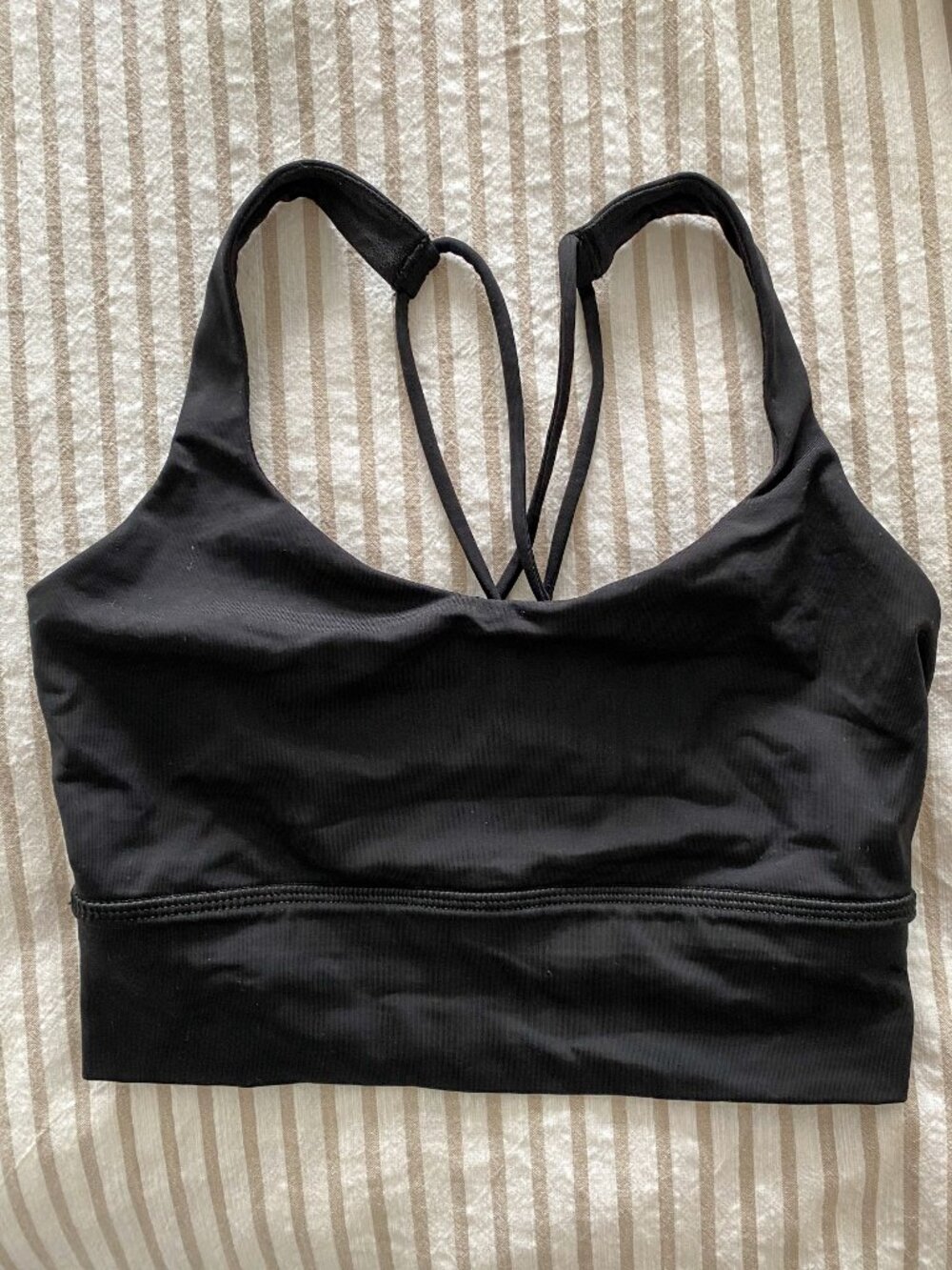 Black lululemon longline Sports Bra Size 2